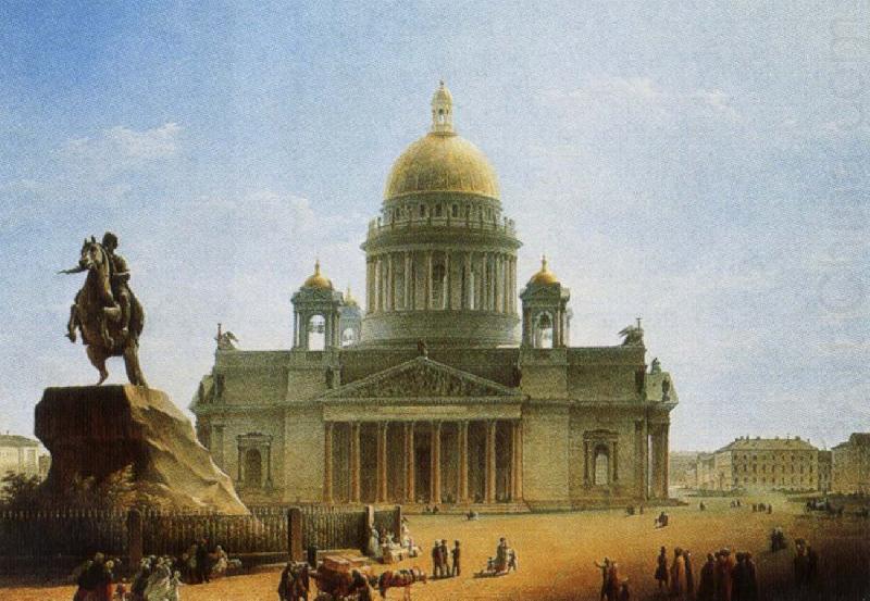 nikolay gogol rhe statue of peter the great in front of the cathedral in st petersburg oil painting picture